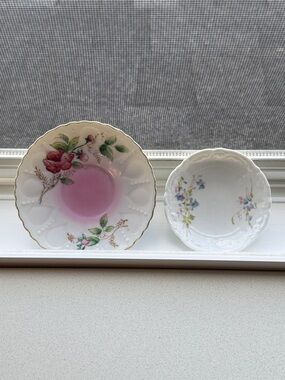 2 VINTAGE  Floral Porcelain Saucers